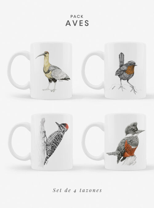 Set 4 Tazones Aves