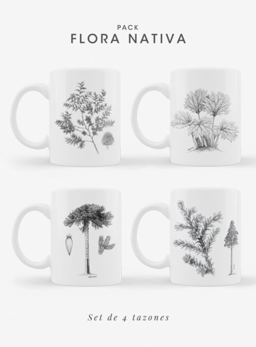 Set 4 Tazones Flora Nativa