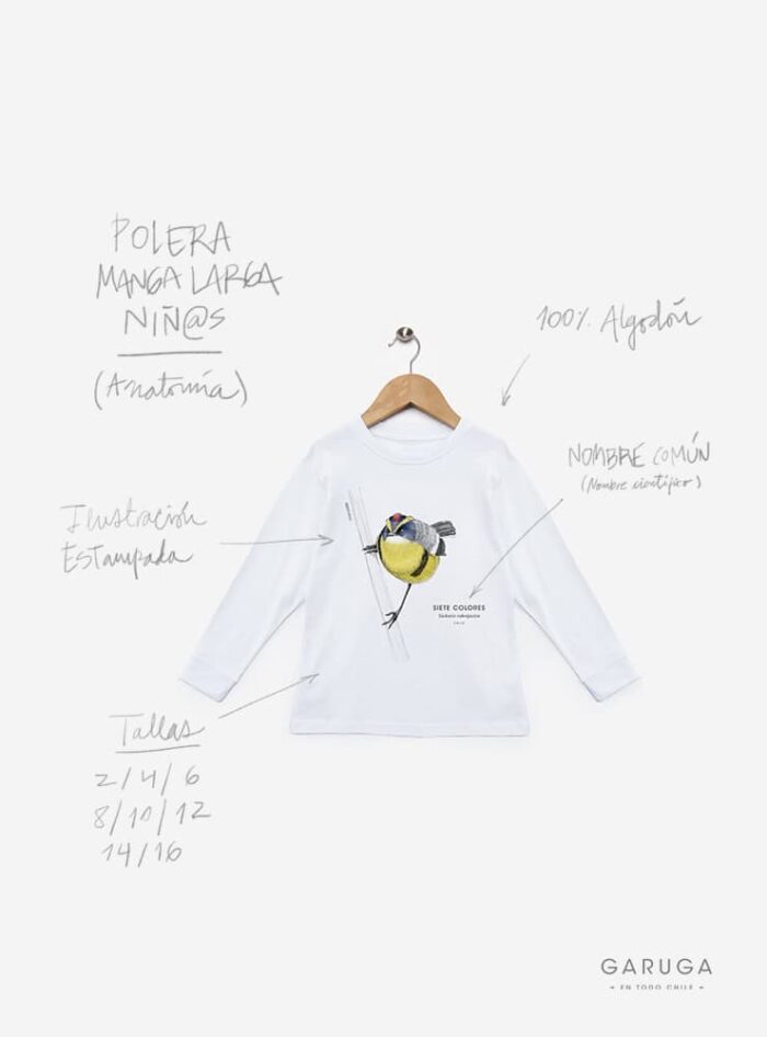 Polera Niñ@ Manga larga- Martín Pescador